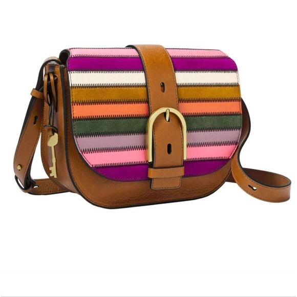 Fosil Rare Multicolir Patchwork Wiley Saddle Bag - Picture 1 of 16
